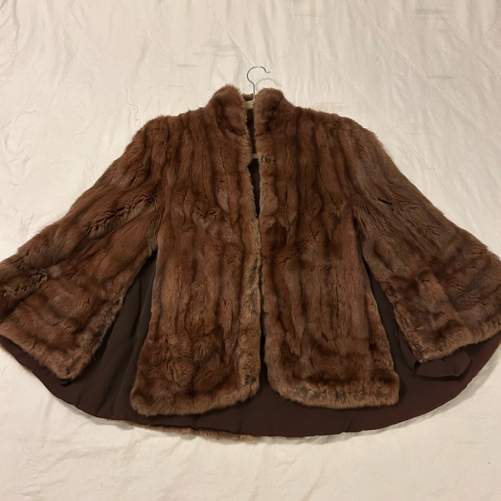 Luxurious Brown Mink Fur Cape Coat